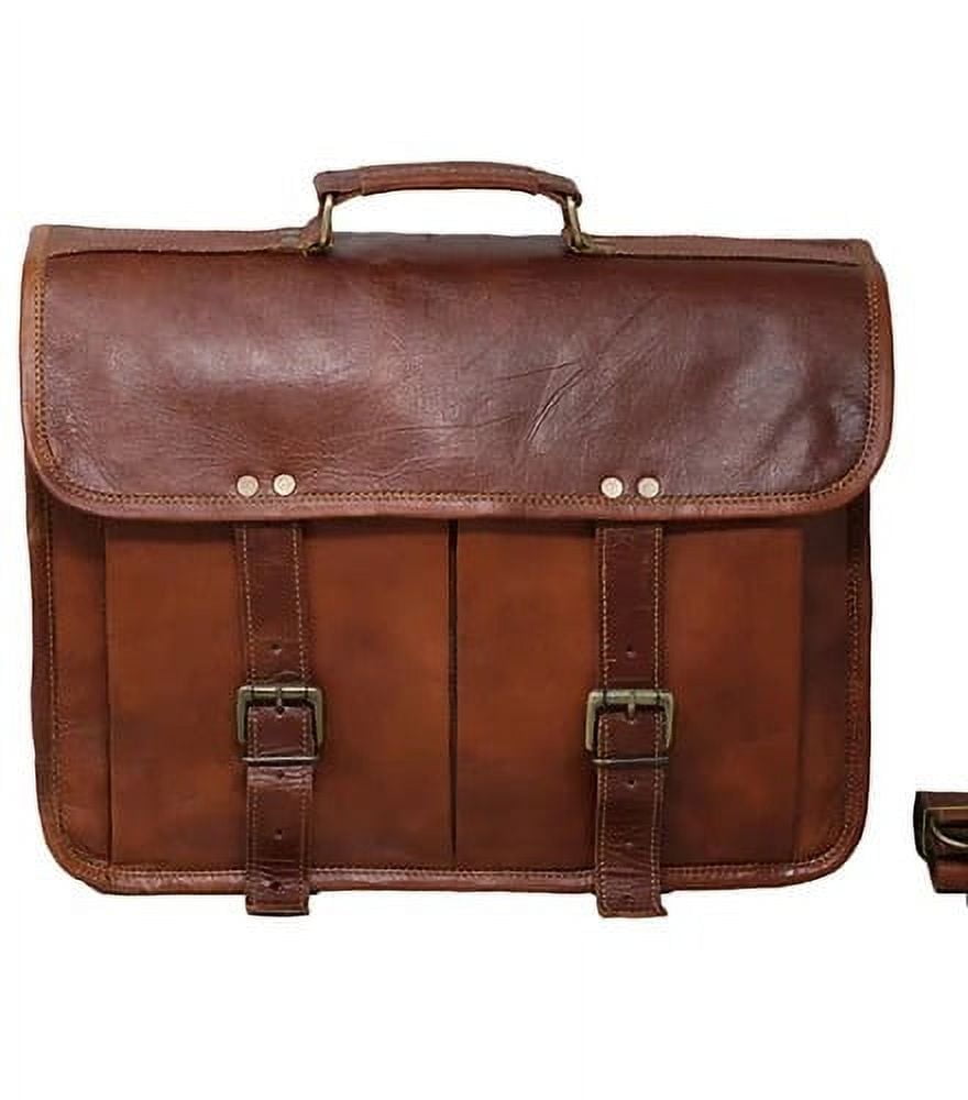 Jaald 16" Leather Messenger Bag Laptop Crossbody Shoulder Side Bag Satchel Gift for Men Women Office Work Briefcase