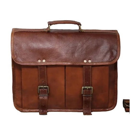 Jaald 16" Leather Messenger Bag Laptop Crossbody Shoulder Side Bag Satchel Gift for Men Women Office Work Briefcase