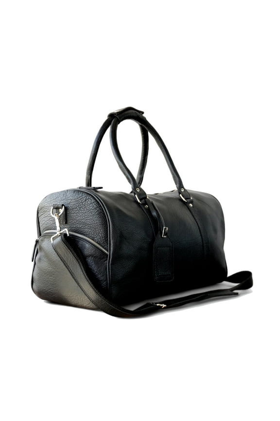 18" Leather Duffle Bag Travel Carry-on Luggage Overnight Gym Weekender Bag Hiking Gear Black Holdall Groomsmen Gift for Travel