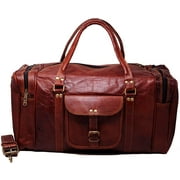 Jaald 18 Leather Duffle Bag Holdall Luggage Carry On Overnight Travel Sports Gym Weekender Bag Adventure Gear for Men Women Gift Ideas