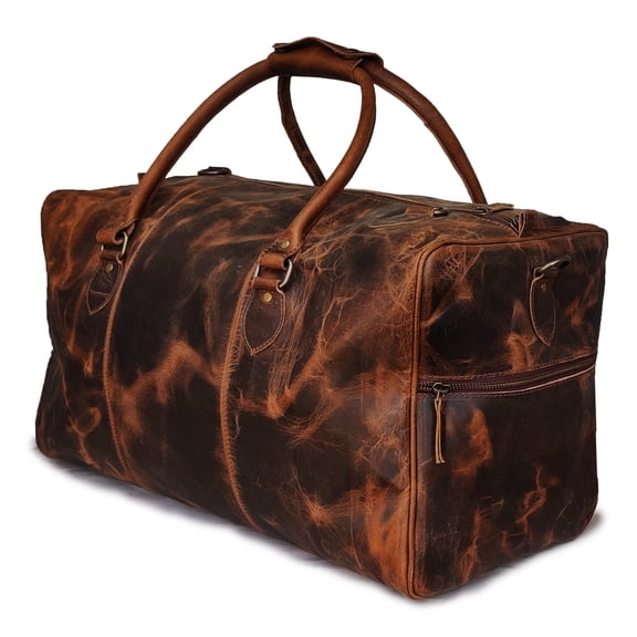Jaald 20" Leather Duffle Bag Luggage Carry On Vintage Travel Hiking Gear for Men Women Weekender Sports Gym Bag Gifts for Groomsmen Birthday