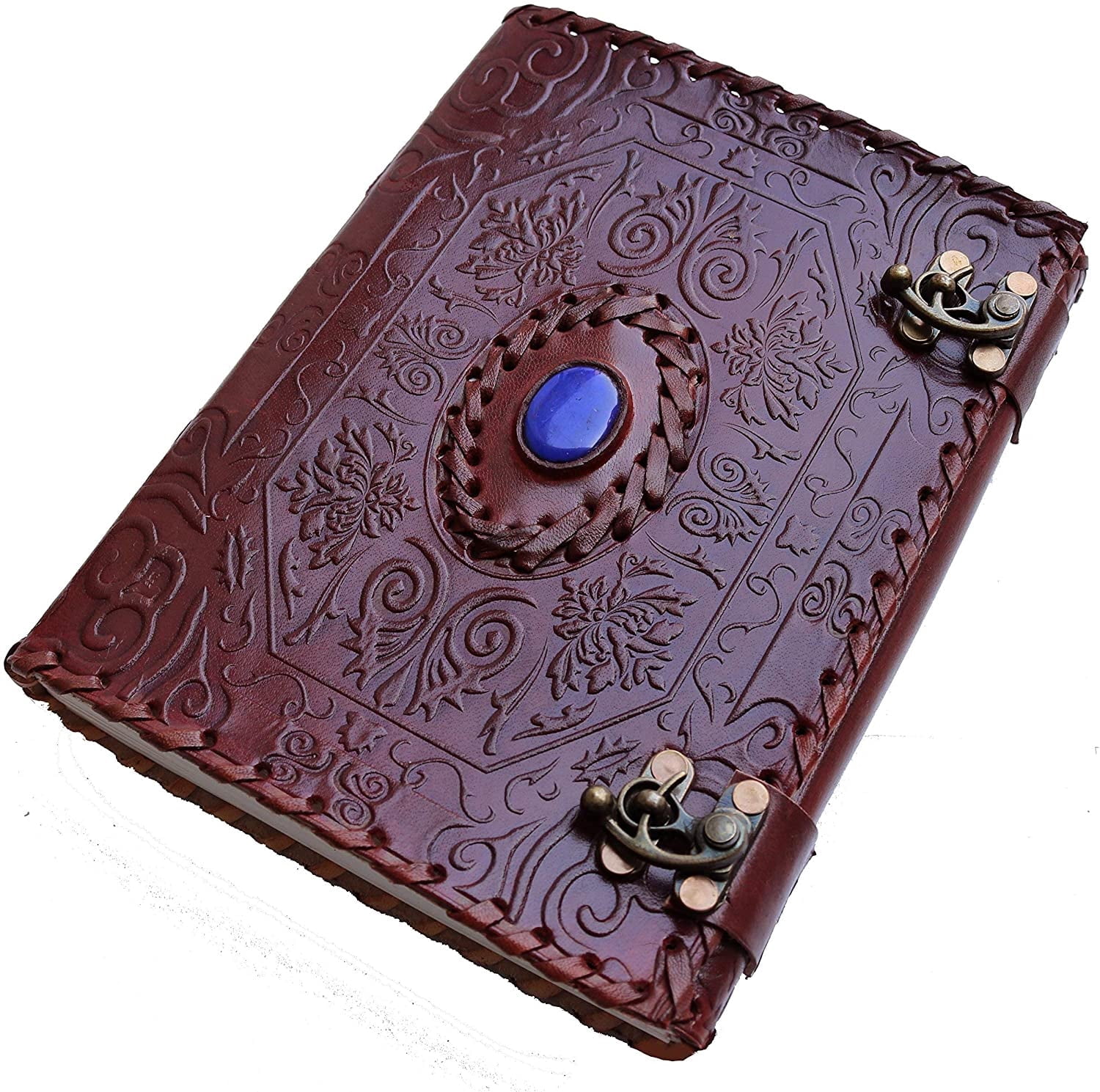 Jaald 8" Leather Journal stone Notebook Handmade Sketchbook Book Of Shadows Writing Pad Blank Notebook Handmade Notepad For Men & Women Sketchbook Travel Diary To Write Book Of Shadows Grimoire
