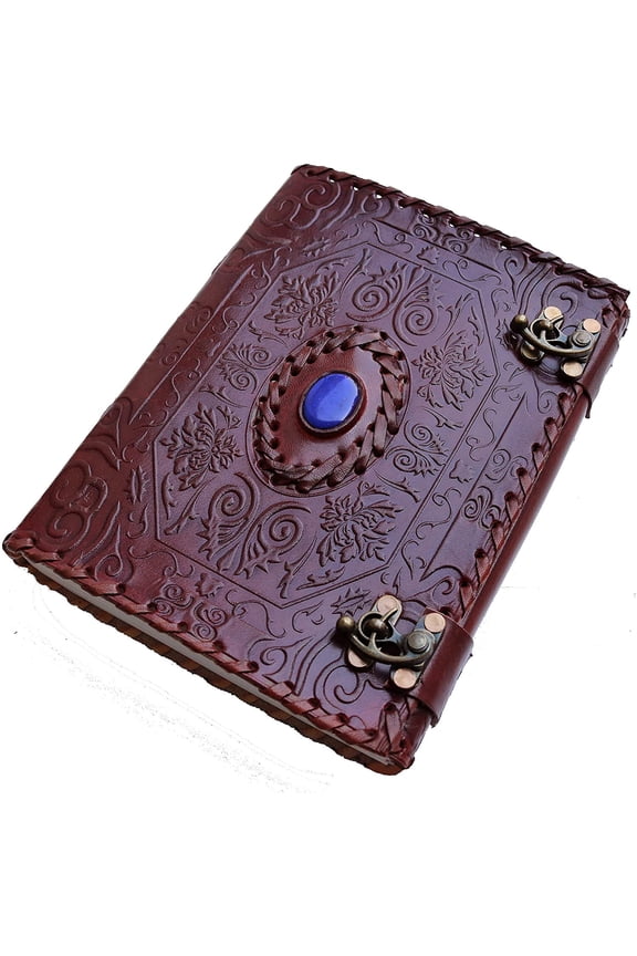 8" Leather Journal stone Notebook Handmade Sketchbook Book Of Shadows Writing Pad Blank Notebook Handmade Notepad For Men & Women Sketchbook Travel Diary To Write Book Of Shadows Grimoire