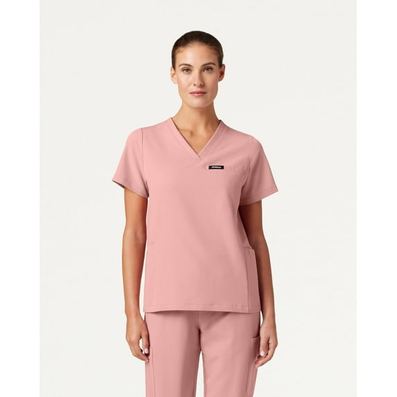 Jaanuu Magna Women's 3-Pocket Classic V-Neck Scrub Top - Mauve 1X