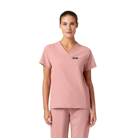 Jaanuu Magna Women's 3-Pocket Classic V-Neck Scrub Top - Mauve XS