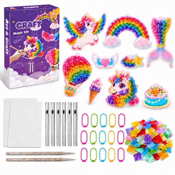 Jaawind Poke Arts and Crafts for Kids 4-8, DIY Unicorn Wind Chime, Creative Activity Craft Set, Birthday Gift for Girls & Boys Ages 5 6 7 8 10 12 Years Old