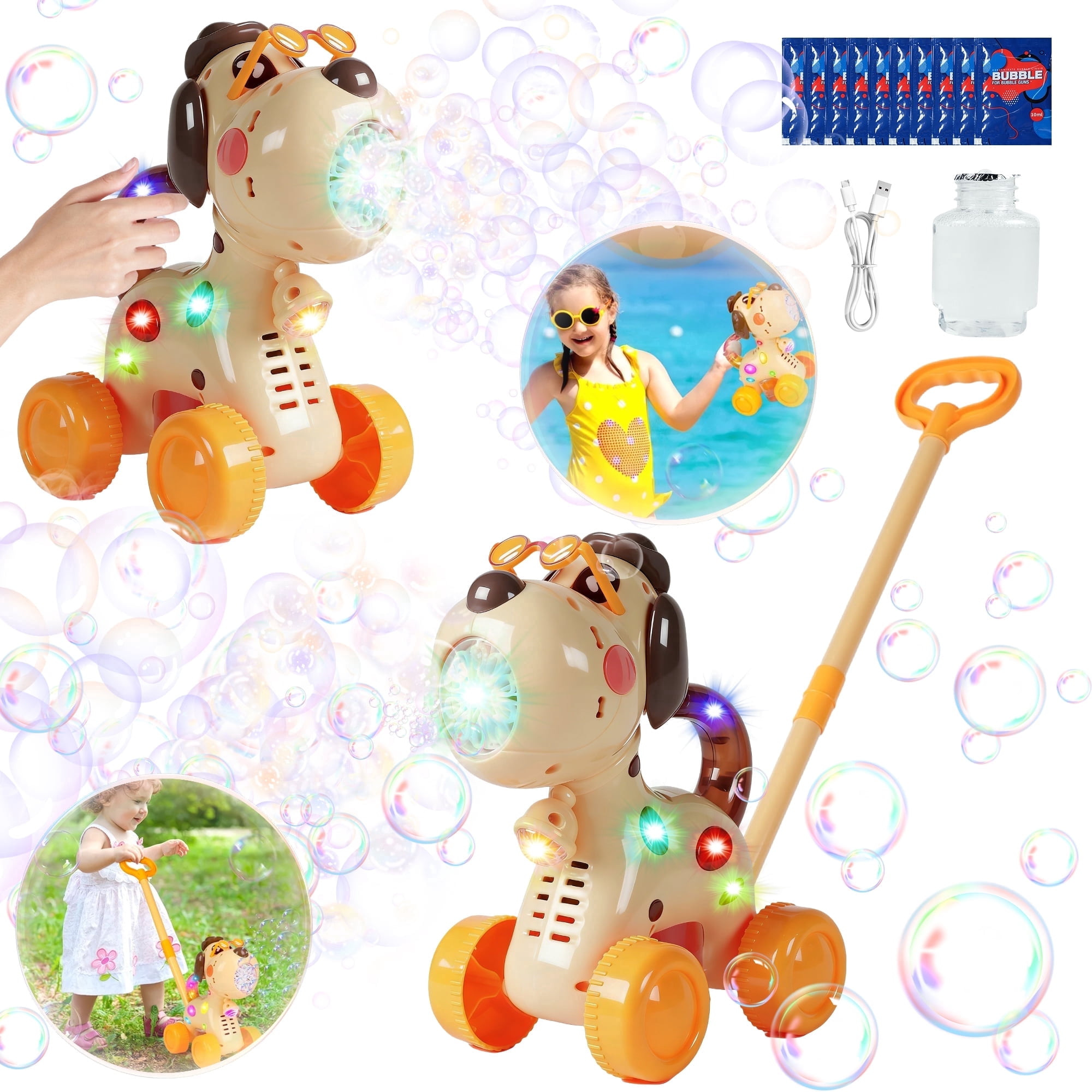 Jaawind Automatic Bubble Machine for Toddlers, Portable Dog Bubble Maker Blower Cart Toys for 3-6 Years Old Boys Girls, Bubble Lawn Mower, Kids Outdoor Toys, Birthday Gift