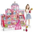 thumbnail image 1 of Jaawind Dollhouse for Girls 285Pcs 4-Story 13 Rooms Doll House With Lights Pretend Play Toy Playhouse Dolls Furniture Accessories Gift For Kids Girls Age 3 4 5 6 7 8 Year Old, Pink, 1 of 7