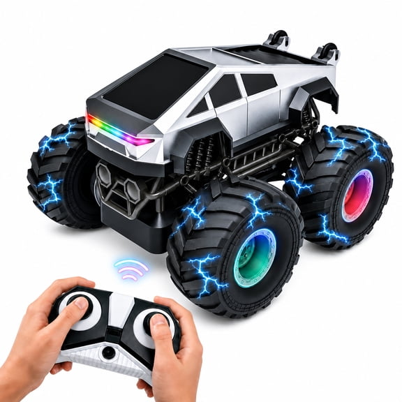 Jaawind RC Monster Truck Toys, 1:18 Remote Control Cars, 2.4GHz 4WD Off-Road Stunt Car with LED Lights, 360° Rotatable, Birthday Gift Toys for Boys Kids Age 6 7 8 9 10 Years Old