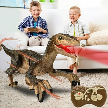 Jaawind Remote Control Dinosaur Toys for Kids Boys Walking Robot RC T-Rex with Lights and Sounds Dinosaur Toy Gifts for Boys Girls Age 3-5, 5-7, 8-12 Years Old - Brown