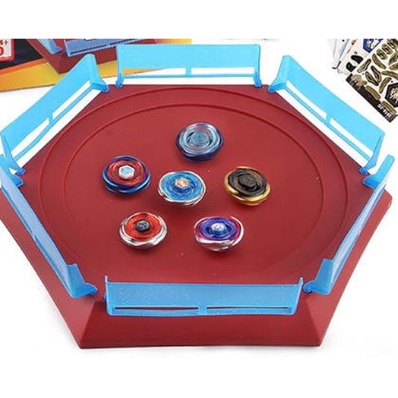 Jaawind Spinning Top Battle Set for Kids, 6 Tops, 2 Grips, 2 Launchers and Spin Arena, Battling Game Toy, Birthday Gift Toys for Boys and Girls Age 6 7 8 9 10 11 12 - Red