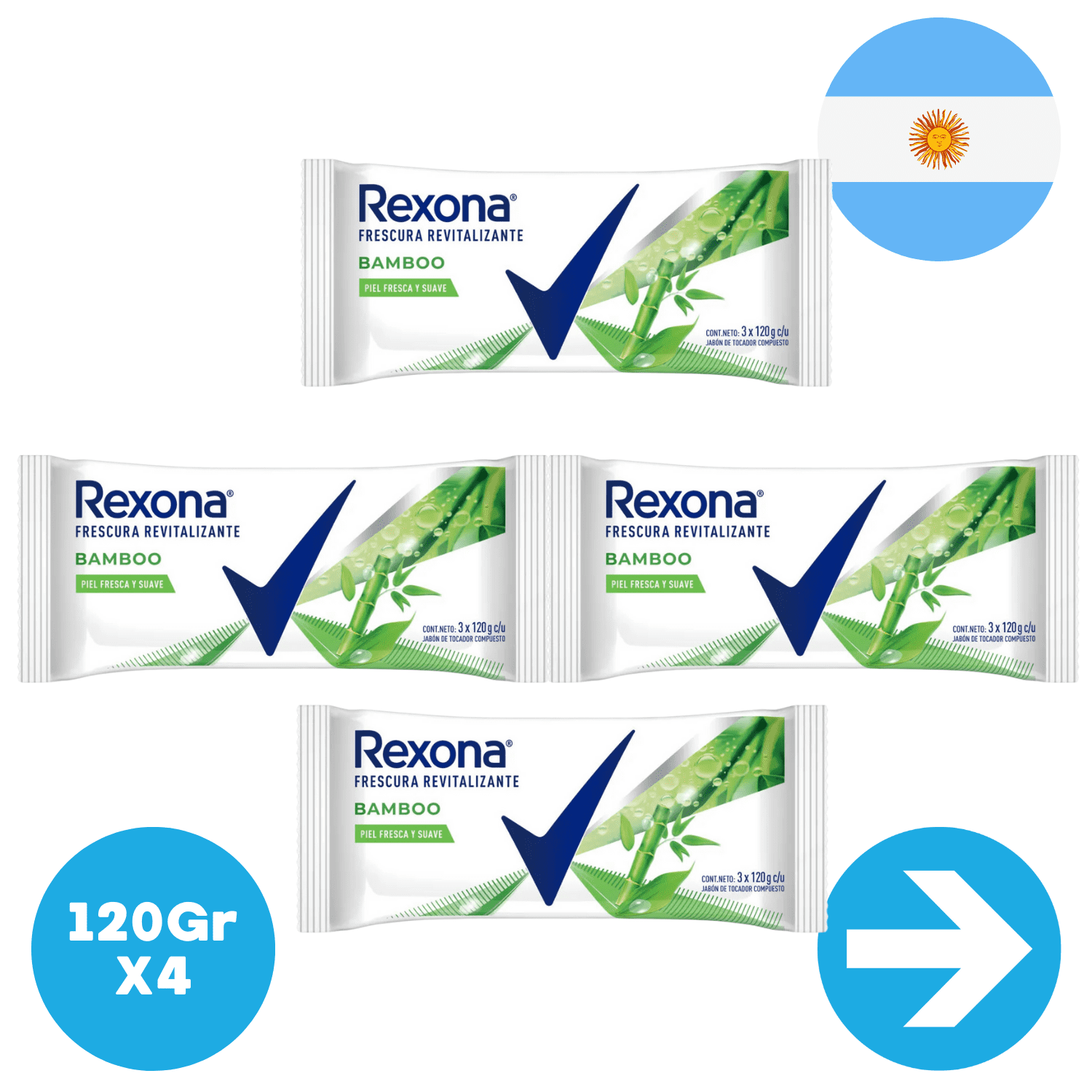 Jabn Tocador Bamboo X4 Rexona 360g