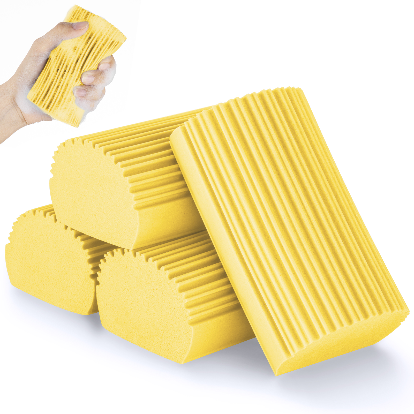 Jabbus 4Pack Damp Clean Duster Sponge, Dust Reusable Cleaning Sponge, Dusters for Cleaning