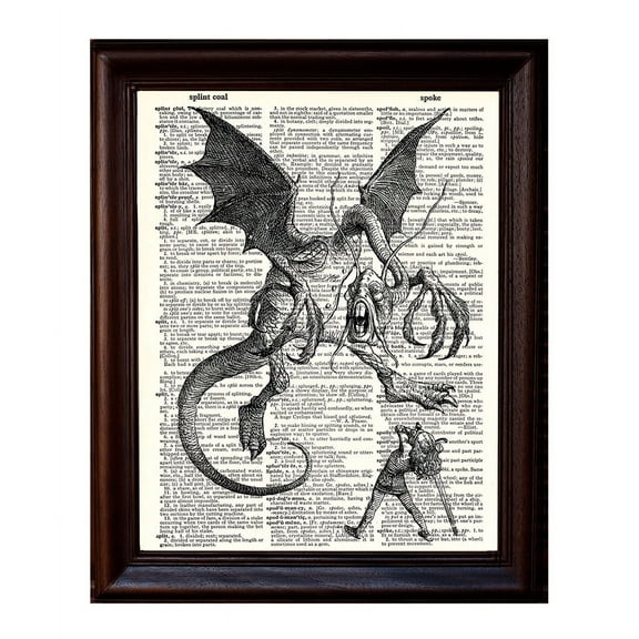 Jaberwocky - Dictionary Art Print Printed On Authentic Vintage Dictionary Book Page - 8 x 10.5