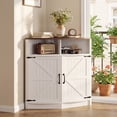 thumbnail image 1 of Jableast 33" Tall Farmhouse Corner Cabinet with Barn Door Design, Wooden Storage Cabinet with Open Display Shelf, Bathroom Cabinet with Hidden Storage for Living Room, Kitchen, Bathroom, White, 1 of 9