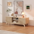 thumbnail image 1 of Jableast 57" Fluted TV Stand, Media Console Table with Adjustable Shelves & Power Outlet, Mid-Century Modern Entertainment Center for Living Room, Natural Wood, 1 of 9