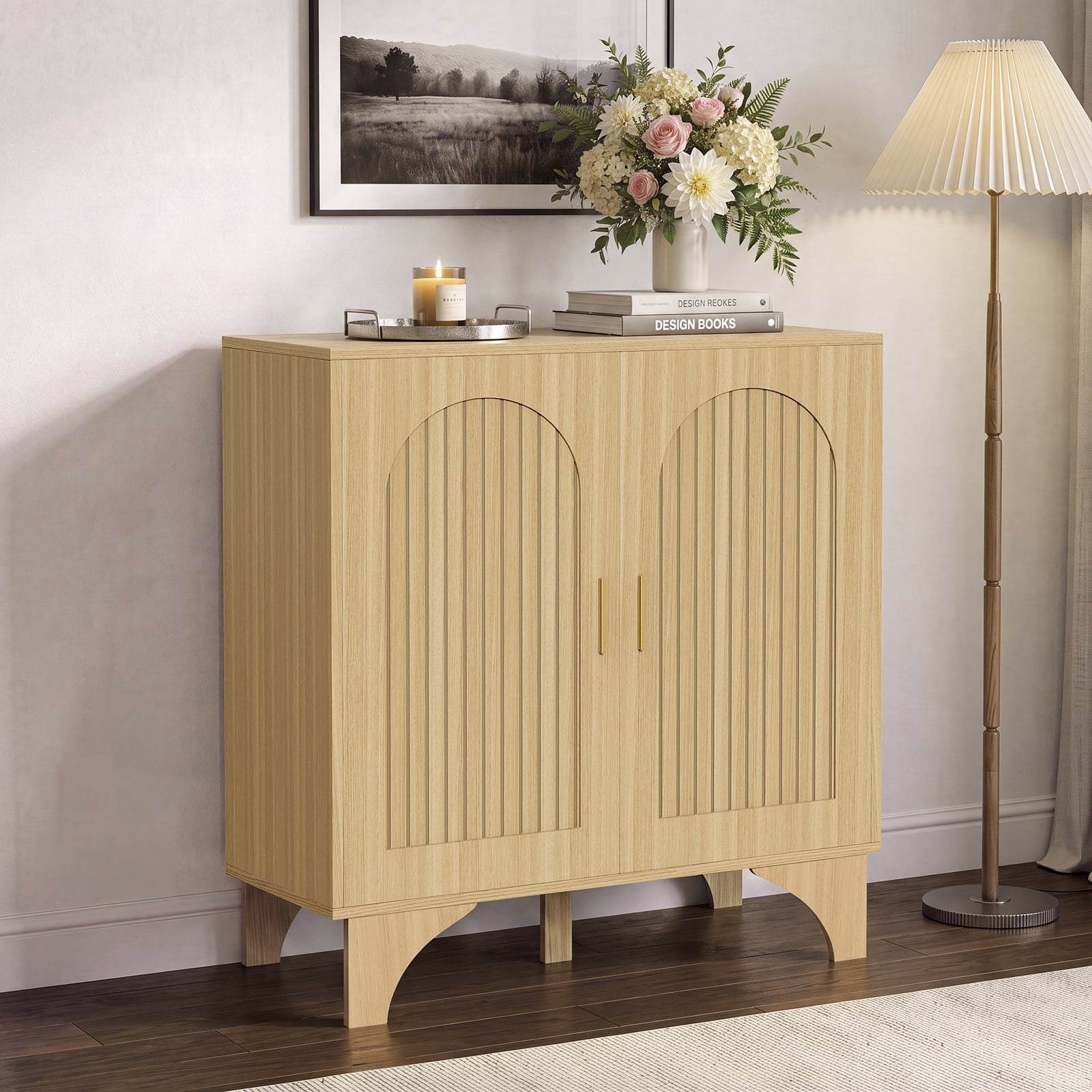 Jableast Fluted Arched Sideboard Cabinet with Storage, Modern Accent ...