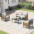 thumbnail image 1 of Jableast Outdoor Patio Furniture Set, 4 Piece Patio Conversation Sets with Coffee Table, HDPE Rope & Aluminum Armrests, All Weather Patio Set with Thick Cushions for Deck, Backyard, Indigo Ink, 1 of 9