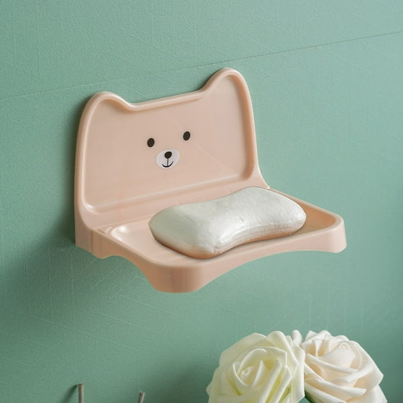 Jabonera de pared con forma de oso pequeño, desmontable, antiacumulación y drenaje.