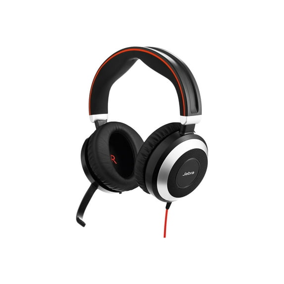 Jabra Evolve 80 MS stereo - Headset - full size - wired - active noise canceling - 3.5 mm jack - Certified for Skype for Business