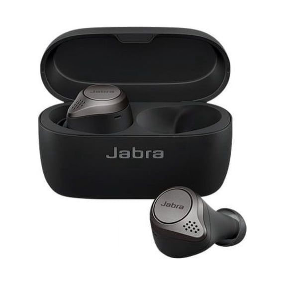 Jabra Elite 75t Voice Assistant Earbuds True Wireless Earbuds with Charging Case, Titanium Black Bluetooth Earbuds with a More Comfortable, Secure Fit, Long Battery Life and Great Sound Quality