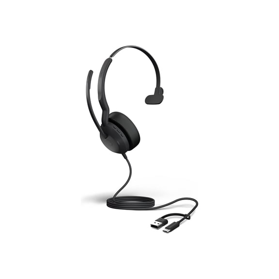 Jabra Evolve2 50 MS Mono - Headset - on-ear - wired - active noise canceling - USB-C, USB-A - Certified for Microsoft Teams