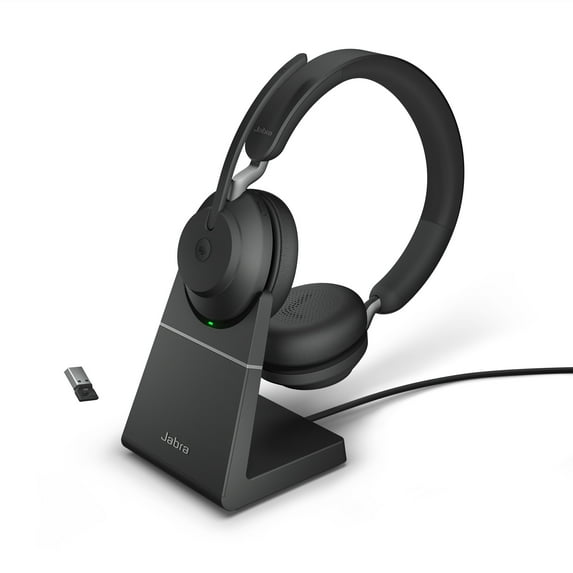 Jabra Evolve2 65 - USB-A MS Teams Stereo with Charging Stand - Black Wireless Headset / Music Headphones