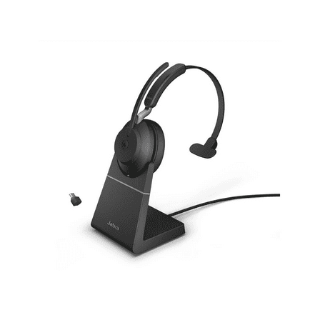 Pre-Owned Jabra Evolve2 65 USB-C MS Mono with Charging Stand - Black Wireless Headset / Music Headphones