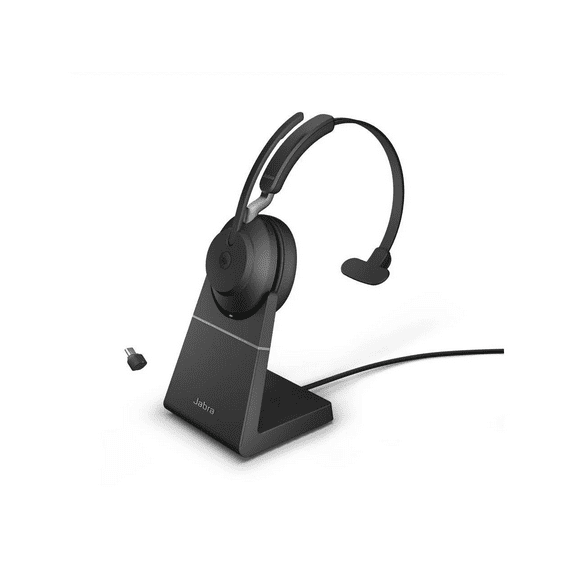 Pre-Owned Jabra Evolve2 65 USB-C MS Mono with Charging Stand - Black Wireless Headset / Music Headphones