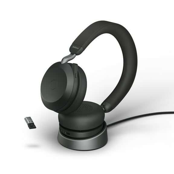 Jabra Evolve2 75 - USB-A MS Teams with Charging Stand - Black Wireless Headset / Music Headphones Black