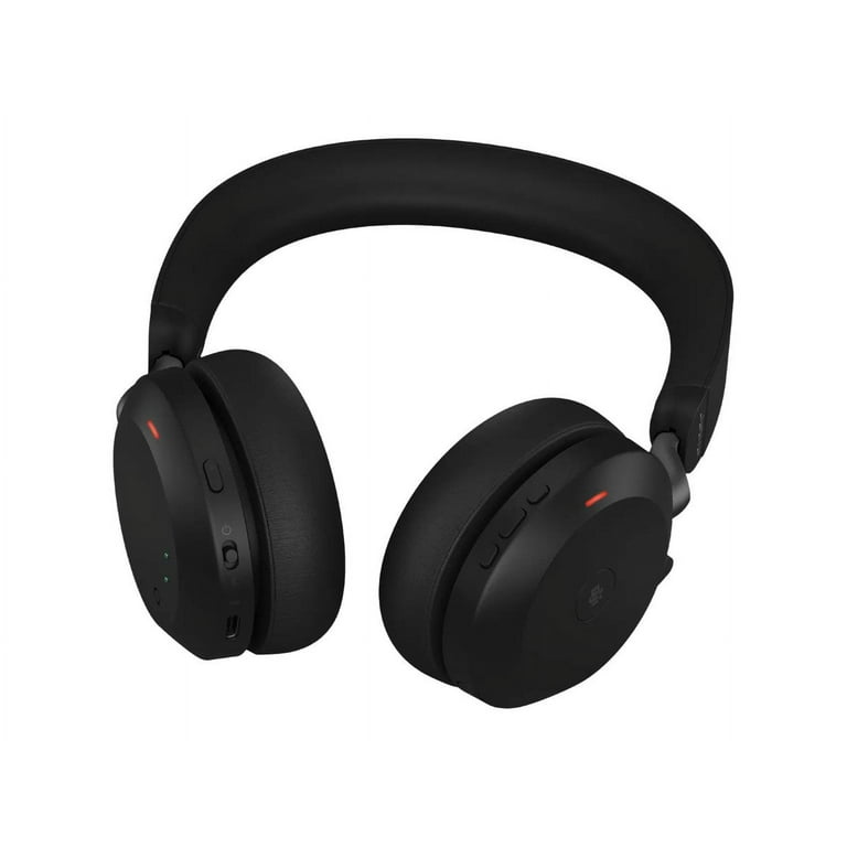 Jabra Evolve2 75 Wireless On-ear Technology Teams, to Cancelling Headset, MS Bluetooth, MEMS 20 USB-C, Binaural, 20 kHz, For Ear-cup, Hz Microphone, Black, 3000 Stereo Noise cm