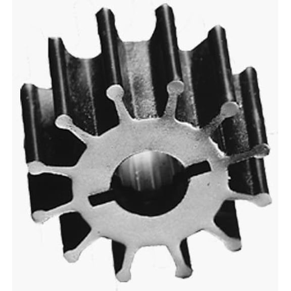 Jabsco 1210-0001-P Marine Replacement Impeller, Neoprene, K Silhouette, 1.25" Deep, 7 Spline Drive, 5/8" Shaft, 12 Blade, 2.25" Diameter, Brass Insert