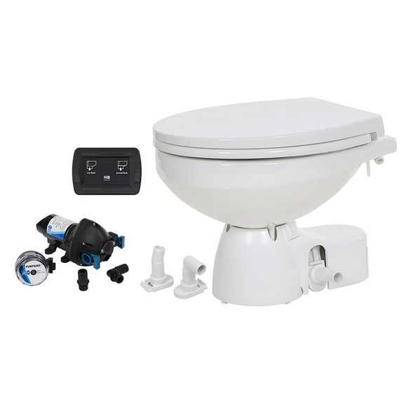Jabsco Quiet Flush E2 Raw Water Toilet Regular Bowl - 12V Soft Close Lid