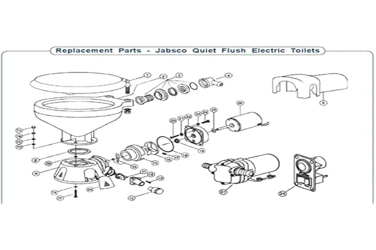 Jabsco Toilet Seat, Lid & Hinge Set, Wood 29127-1000 Toilet Seat, Lid & Hinge Set, Wood