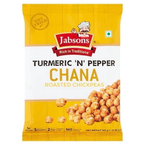 Jabsons - Turmeric N Pepper Chana Roasted Chickpeas Snacks, 4.94 oz