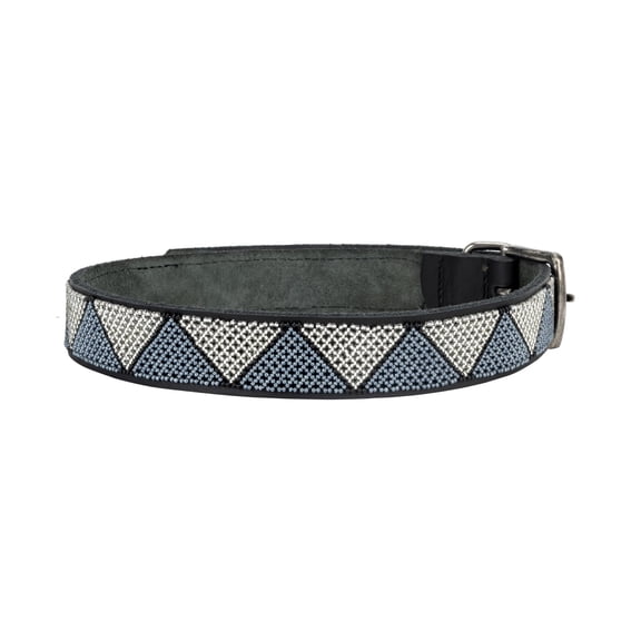 Jabulani Beaded Leather 30" Dog Collar - Silver Celestial