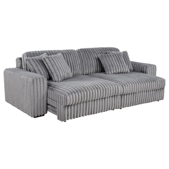 Jacana Corduroy Upholstered Dual Power Chaise Sofa Gray
