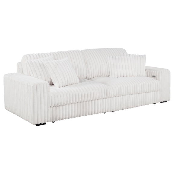 Jacana Corduroy Upholstered Dual Power Chaise Sofa Ivory