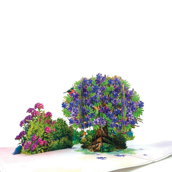 Jacaranda Tree Popup Card - 5x7 Inch Flower Card - Pop Up Tree, Paper Greetings Card | Best Paper Greetings 3D Pop Up Card For Birthday, Anniversary, Mothers Day and More