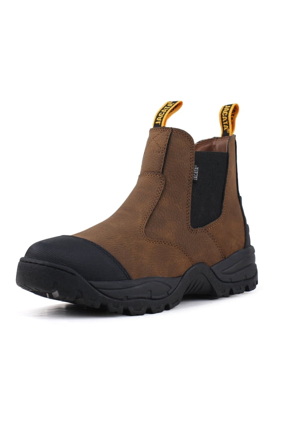 Chelsea Boots Men Slip On Work Boots for Men (Brown Size 10.5)