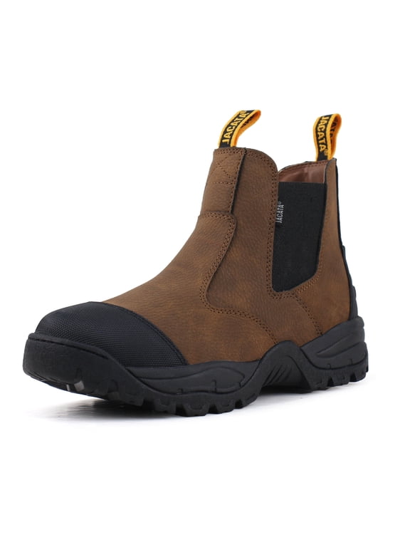 Chelsea Boots Men Slip On Work Boots for Men (Brown Size 9)