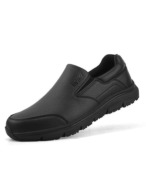 Non Slip Work Shoes for Men Arch Support Food Service Chef Slip On Shoes (Size 10.5)