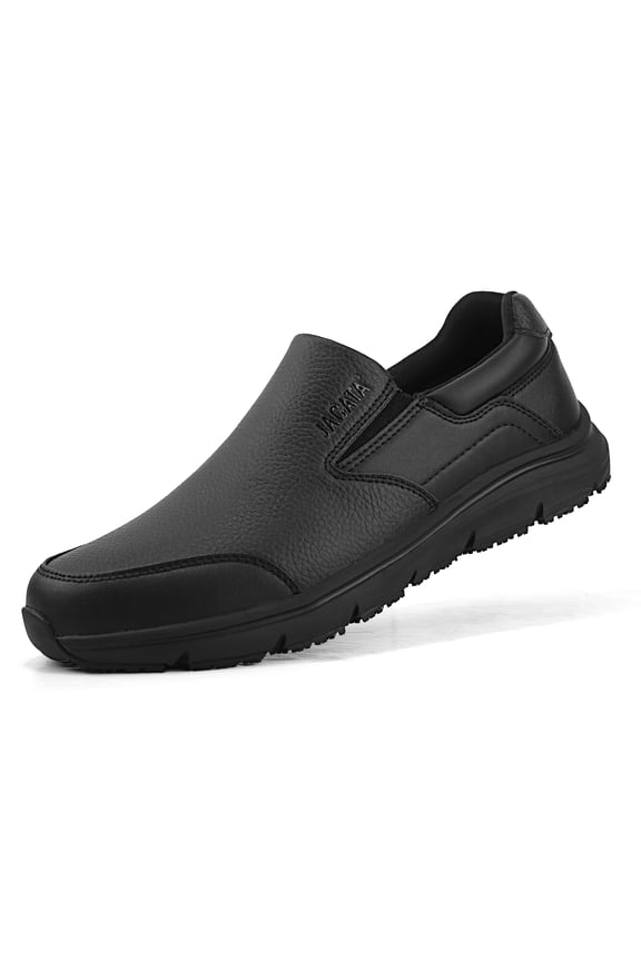 Non Slip Work Shoes for Men Arch Support Food Service Chef Slip On Shoes (Size 10.5)