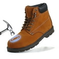 thumbnail image 1 of Jacata Steel Toe Boots for Men Construction Non Slip Leather Work Boots (Brown Size 9.5), 1 of 1