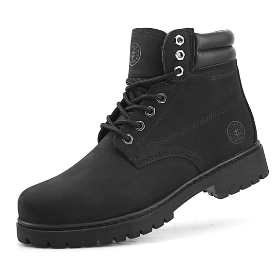 Jacata Work Boots for Men Soft Toe Non Slip Leather Construction Boots (Black Size 8)