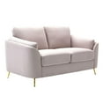 thumbnail image 1 of Jace 60 Inch Loveseat, Beige Polyester, Gold Metal Legs, Loose Pillow Back- Saltoro Sherpi, 1 of 5