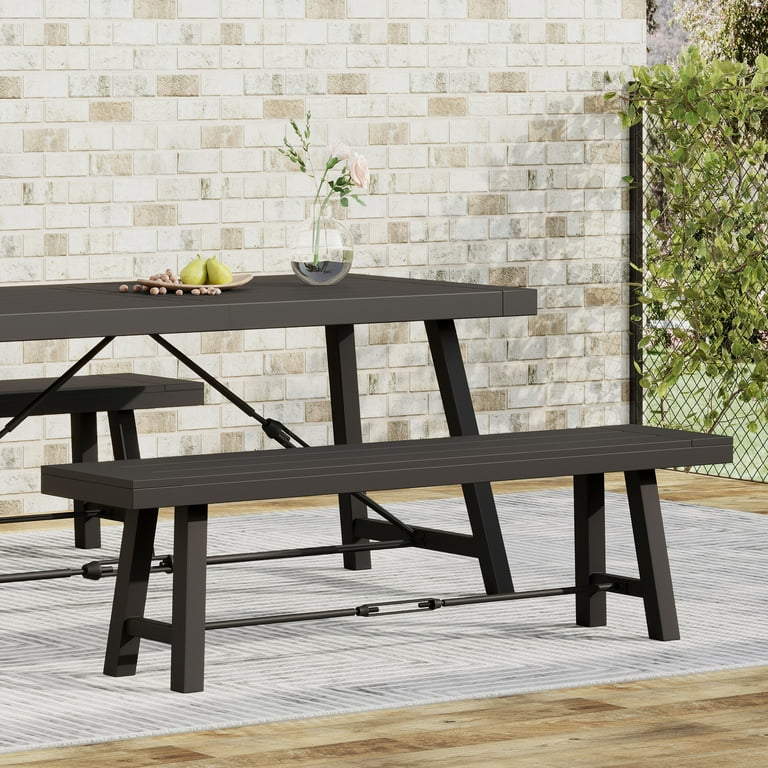 Jace Acacia Wood Outdoor Bench Black