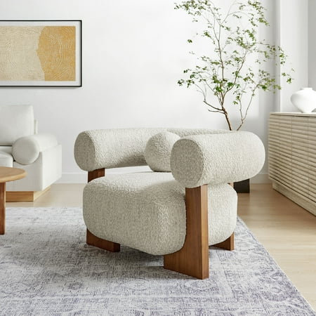 Jace Boucle Accent Chair in Pearl
