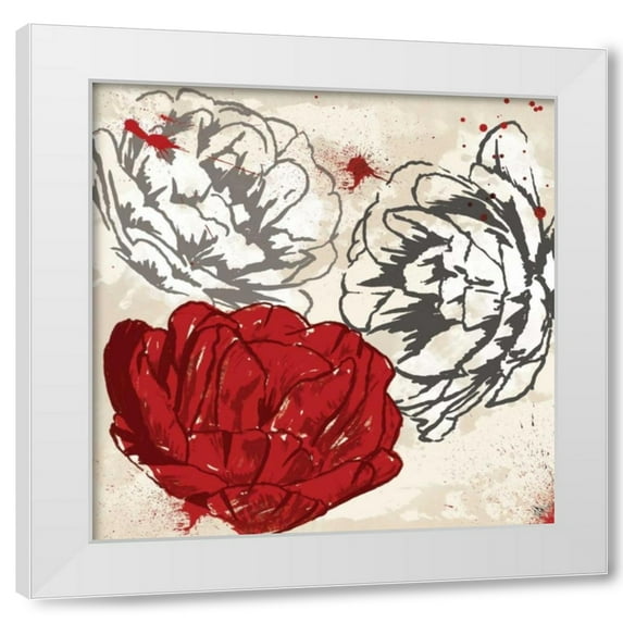Jace Grey 4x14 White Modern Wood Framed Wall Art Titled - Red Florals 2
