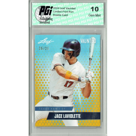 Jace Laviolette 2024 Leaf Vaunted #V-06 Gold SP 25 Made Debut Rookie Card PGI 10